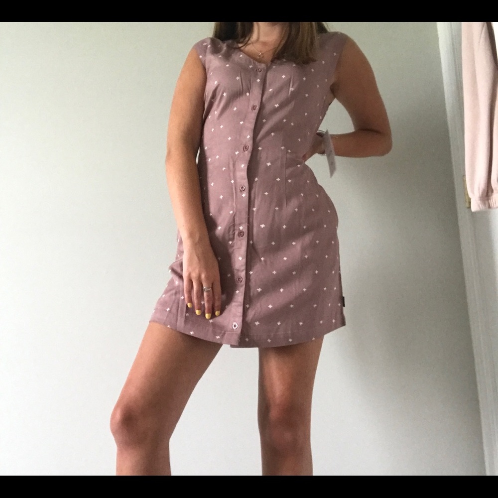RVCA pink and white button down dress💕
